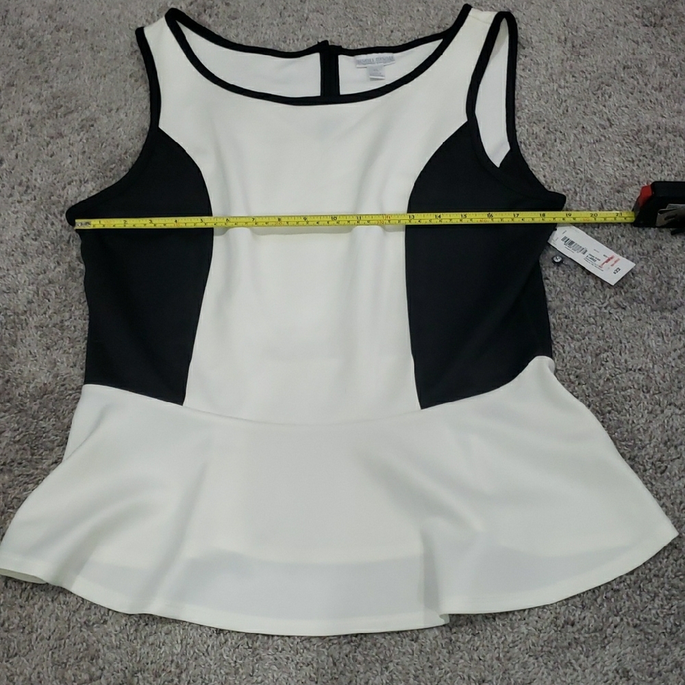Women's XL Black & White Peplum Tank Top NWT